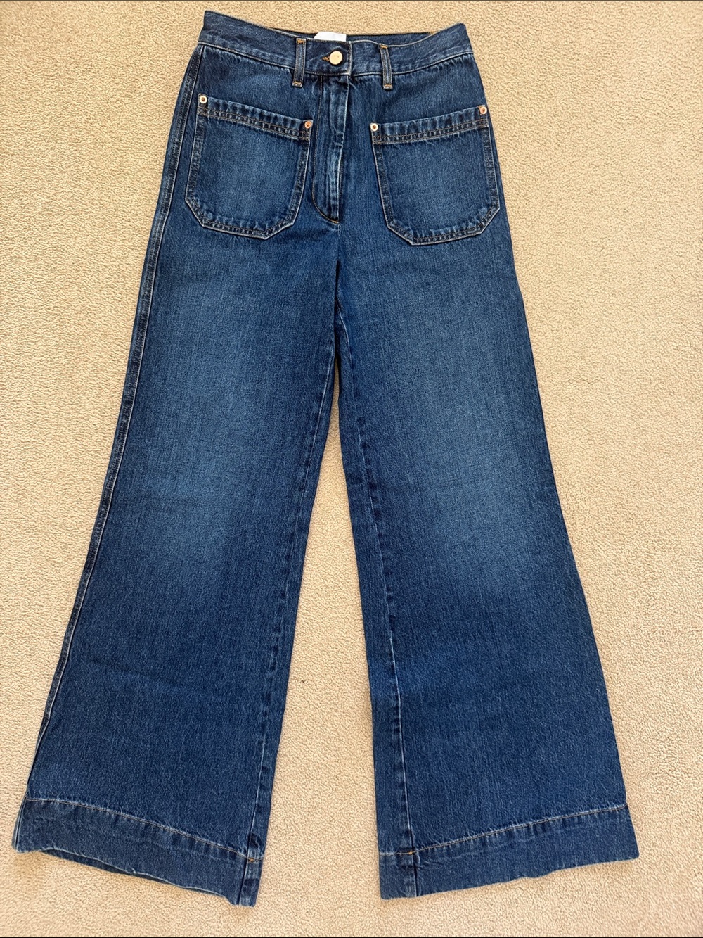 High-Rise Wide-Leg Jeans in Deep Blue Denim